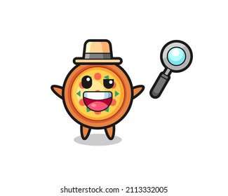 illustration of the pizza mascot as a detective who manages to solve a case , cute style design for t shirt, sticker, logo element