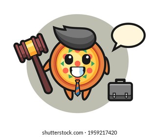 Illustration of pizza mascot as a lawyer, cute style design for t shirt, sticker, logo element