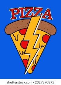 
illustration pizza pepperoni lightning power