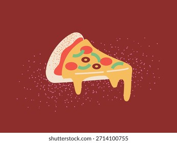 Ilustración de pizza con una textura áspera