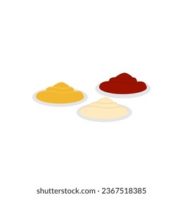 illustration of pizza sauce, mayonnaise, cheese and bolognaise for icons