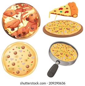 Illustration of pizza and a slice of pizza