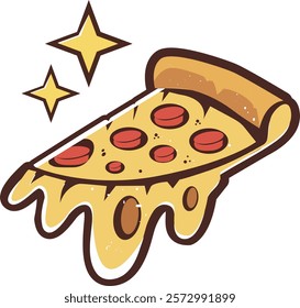 illustration of a pizza slice  isolated on white background. 
