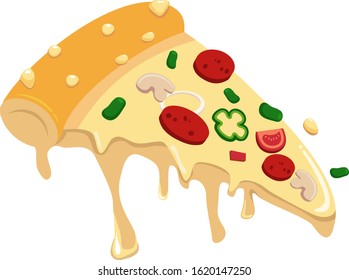 Illustration of pizza slice, with white background vector