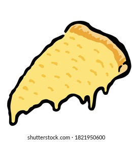 Illustration of Pizza slice(Cheese): Illustration like woodblock print 