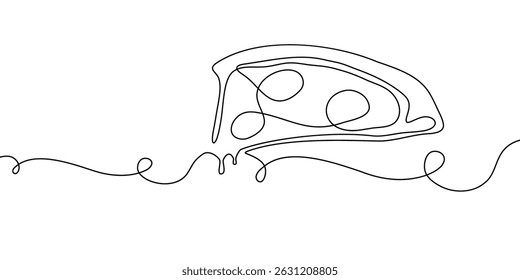 Illustration Pizza Vektor Scheibe Symbol Käse Essen handgezeichnete Hintergrund Skizze. Kontinuierliche Linie Pizzaset einzelne Pizzeria Umrisssymbol doodle italien Menü Essen Stück Kunst Design Logo italienisch weiß flach