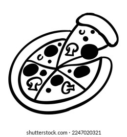 The illustration of pizza vector. Suitable for food and beverage, bar or restaurant icon, sign or symbol.
