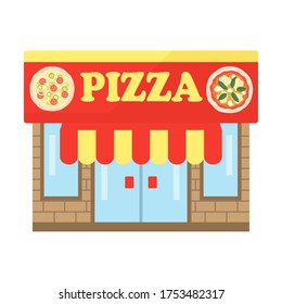 Illustration of a pizzeria building.