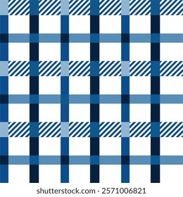 Illustration of plaid fabric with modern colors, in blue, red, navy, and turquoise tones, special weft yarn to simulate the texture of a fabric. Design for textures or repeats of garments or fashion.