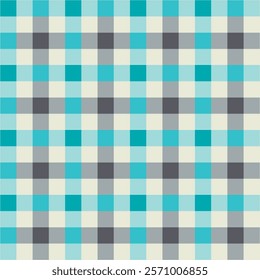 Illustration of plaid fabric with modern colors, in blue, red, navy, and turquoise tones, special weft yarn to simulate the texture of a fabric. Design for textures or repeats of garments or fashion.