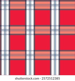 Illustration of plaid fabric with modern colors, in blue, red, navy, and turquoise tones, special weft yarn to simulate the texture of a fabric. Design for textures or repeats of garments or fashion.