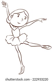 Illustration of a plain drawing of a ballerina on a white background 