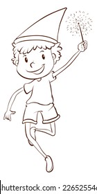Illustration of a plain drawing of a boy celebrating on a white background 