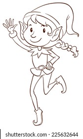 Illustration of a plain drawing of an elf on a white background 