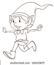 Illustration of a plain drawing of an elf on a white background 