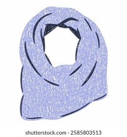 Illustration of a Plain Purple Scarf – In a lightweight fabric, isolated on a white background. Great for seasonal or fashion blogs.