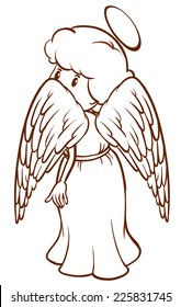 Illustration of a plain sketch of an angel on a white background 