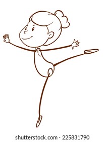 Illustration of a plain sketch of a gymnast on a white background 
