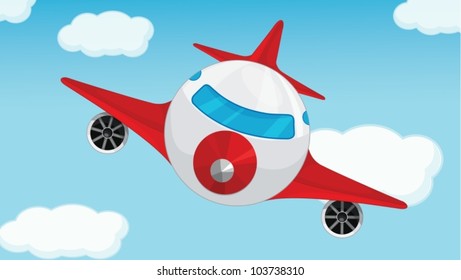 Illustration of a plane in blue sky