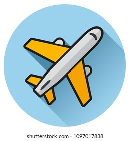 Illustration of plane circle blue flat icon