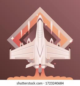 illustration of a plane flying for a retro-themed landing page icon and modern background design