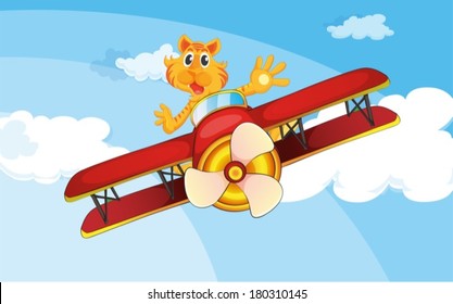 Illustration of a plane flying with a tiger