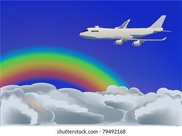 Illustration mit Flugzeug