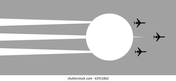  plano de ilustración en el cielo en el sol de fondo