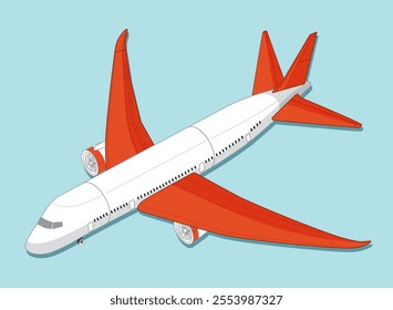 Illustration of a plane with vibrant red wings