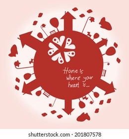 Illustration with planet. Illustration about home is where your heart is.