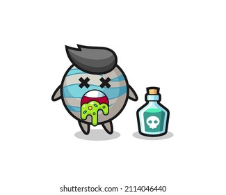 illustration of an planet character vomiting due to poisoning , cute style design for t shirt, sticker, logo element