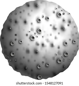 Illustration of a planet with craters.