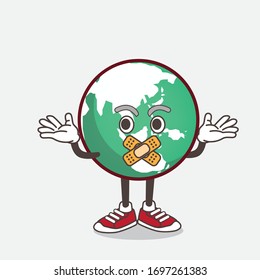 An illustration of Planet Earth cartoon mascot character making a silent gesture