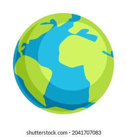 Illustration of planet Earth. Icon in cartoon style. Image for cards and posters.