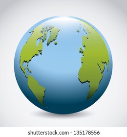 Illustration of planet earth icon and sphere, vector illustration