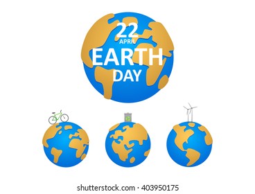 illustration planet earth and the three types of ECO day