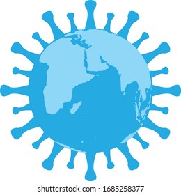 ilustración del planeta Tierra como virus