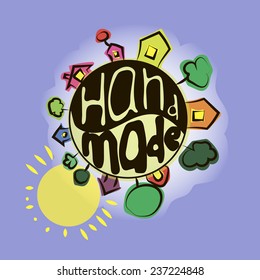 Illustration With Planet of Hand Made