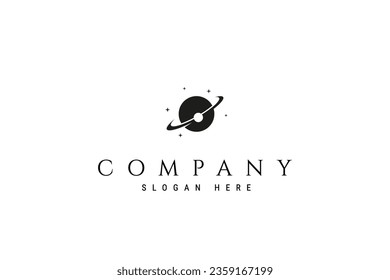 Illustration of planet logo design with orbit in outer space