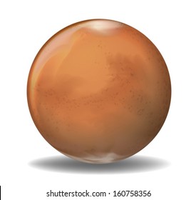 Illustration of the planet Mars on a white background