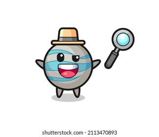 illustration of the planet mascot as a detective who manages to solve a case , cute style design for t shirt, sticker, logo element