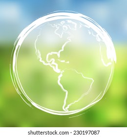 illustration of planet on blurred natural background
