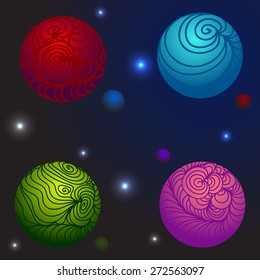 Illustration of a planet on a space background. Set of planet for game design