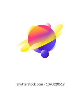 Illustration of the planet Saturn. Gradient flat icon. The planet of the solar system. Vector illustration. A modern fashionable company logo. Icon isolated on white background. Emblem.