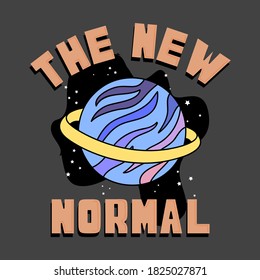 ILUSTRACIÓN DE UN VECTOR DE IMPRESIÓN DE PLANETA Y LEMA