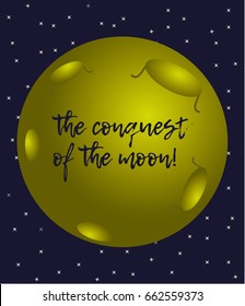 illustration of a planet in the starry sky with text