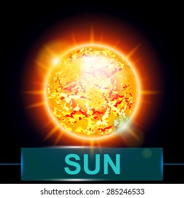 Illustration Of Planet Sun On Dark Background