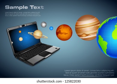 illustration of planets coming out of notebook