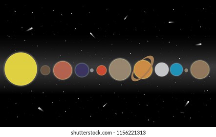 illustration with the planets of our solar system on the background of space. Vector illustration.