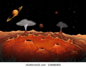 Illustration of the planets in the universe